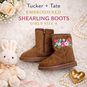 Tucker + Tate Embroidered Shearling Style Boots Girls Size 6